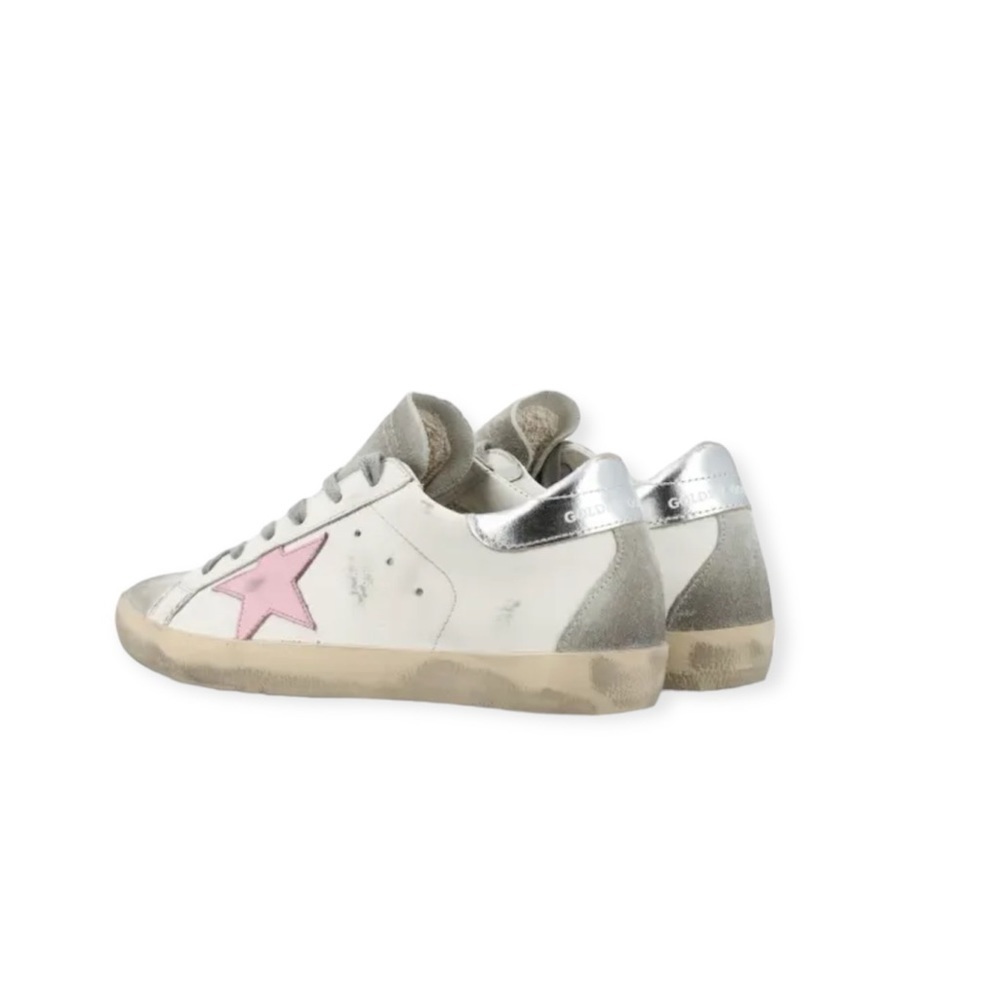 Golden Goose Superstar Sneaker in White Ice Pink and Silver Sz. 37​​​​​​​​​